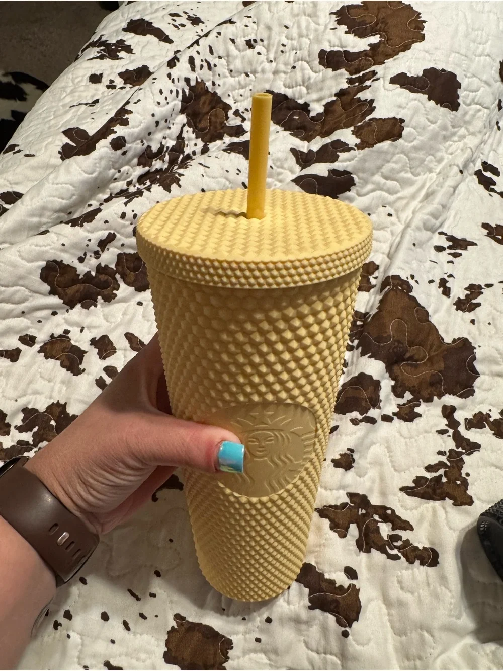 Starbucks butter yellow matte studded tumblr